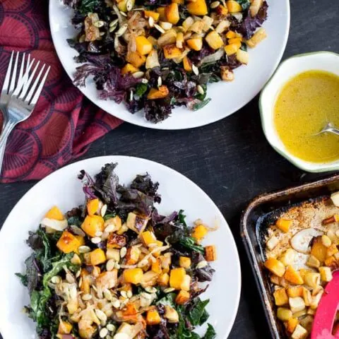 Kale Salad with Roasted Butternut Squash and Apples