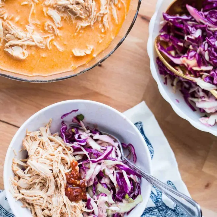 Instant Pot Shredded Red Curry Chicken & Sweet Thai Slaw