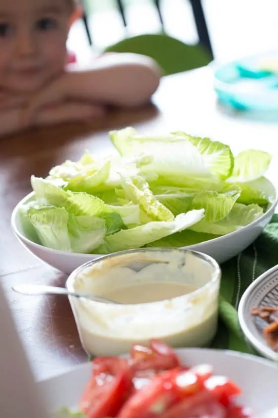 Cobb salad meets BLT meets lettuce wrap -- drizzled with a creamy mustard sauce. | Whole30 recipes | Keto recipes | low-carb recipes | perrysplate.com