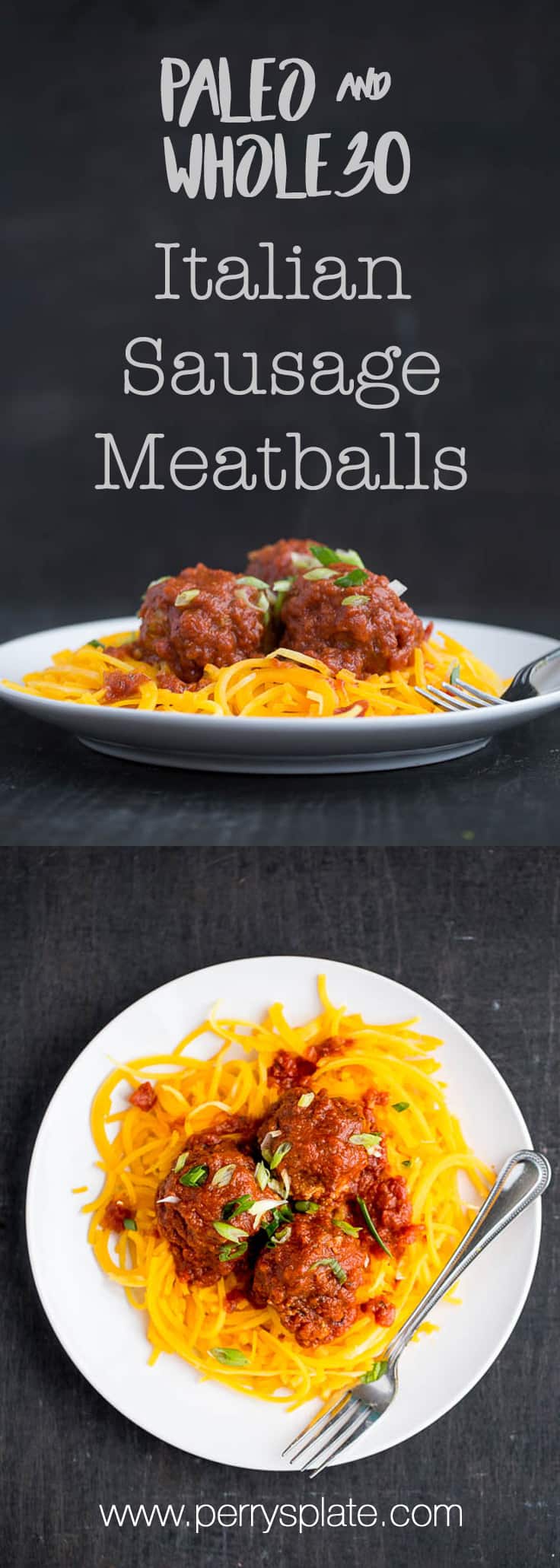 Easy Italian Sausage Meatballs | Whole30 recipes | paleo recipes | meatball recipes | healthy recipes | perrysplate.com Easy Italian Sausage Meatballs | Whole30 recipes | paleo recipes | meatball recipes | healthy recipes | perrysplate.com