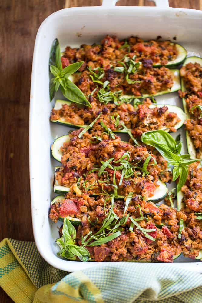 Here's a great use for all of that zucchini spilling out of your garden at the end of the summer! I love the addition of fresh herbs and the "cheesy" taste the nutritional yeast adds! You'll love this paleo and Whole30 friendly meal.