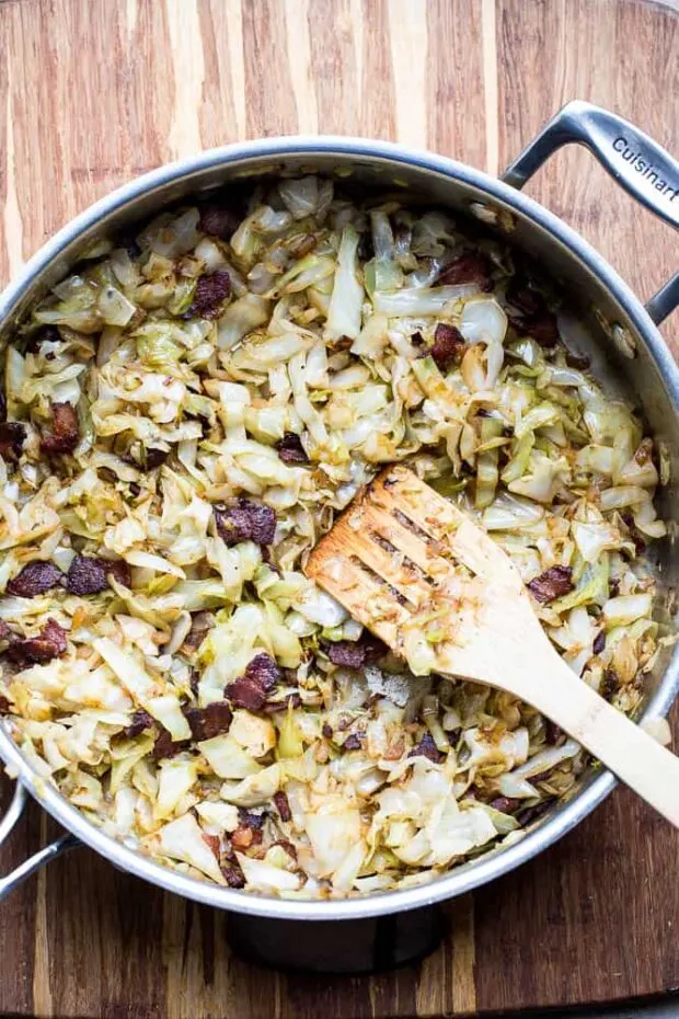 Caramelized Cabbage & Bacon -- part of the Whole30 meal plan for this week!