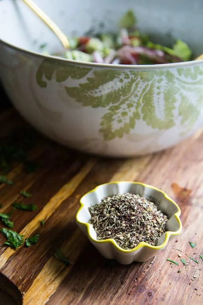 Syrian Salad with Za'atar Vinaigrette | Food from Our Ancestors | paleo recipes | Whole30 recipes | salad recipes | perrysplate.com
