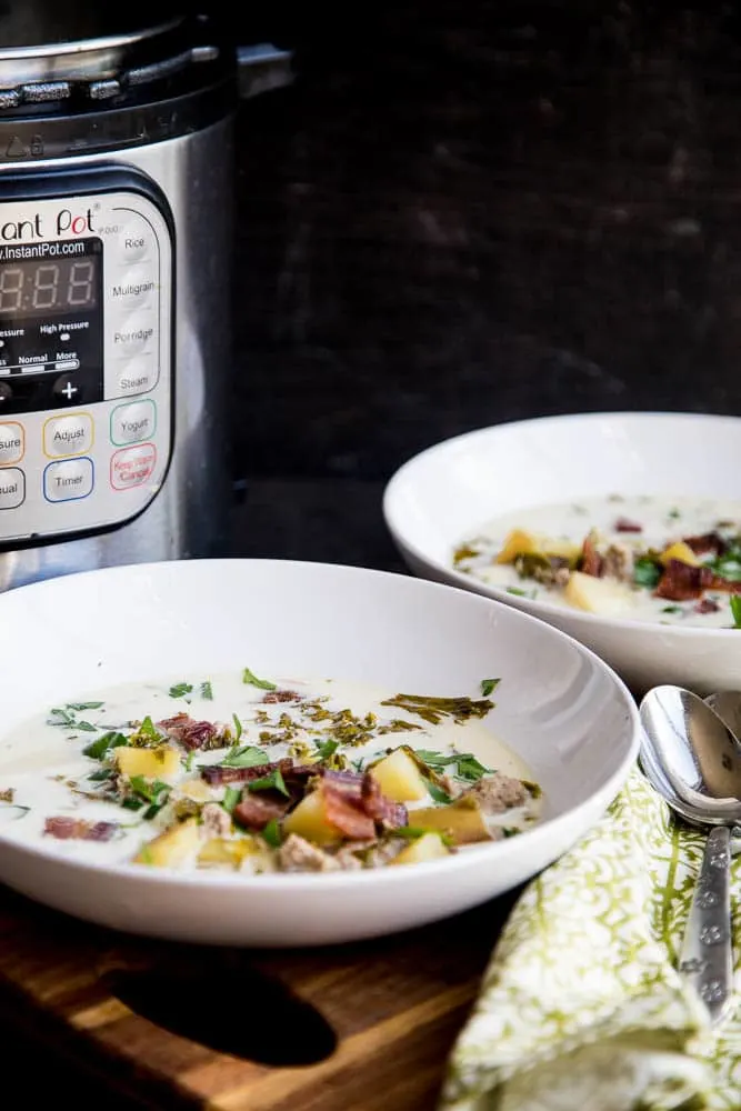 Instant Pot Zuppa Toscana - with Paleo, Whole30, and Keto variations! | pressure cooker recipes | paleo recipes | gluten-free recipes | soup recipes | instant pot recipes | perrysplate.com