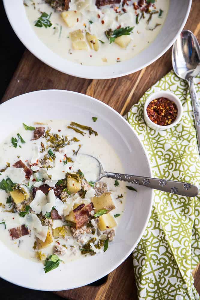 Instant Pot Zuppa Toscana - with Paleo, Whole30, and Keto variations! | pressure cooker recipes | paleo recipes | gluten-free recipes | soup recipes | instant pot recipes | perrysplate.com