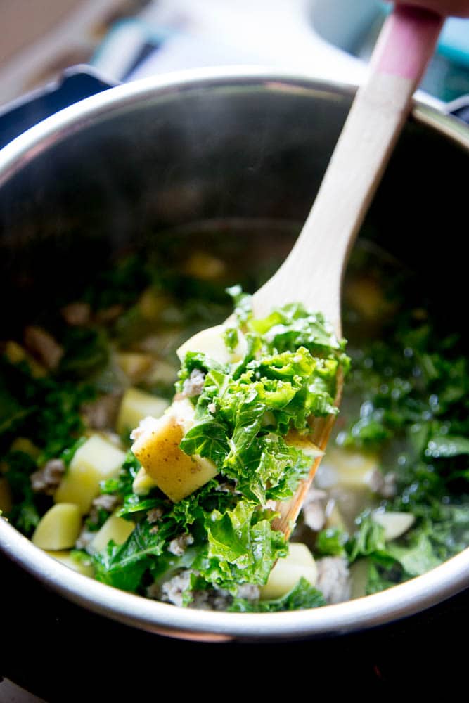 Instant Pot Zuppa Toscana - with Paleo, Whole30, and Keto variations! | pressure cooker recipes | paleo recipes | gluten-free recipes | soup recipes | instant pot recipes | perrysplate.com