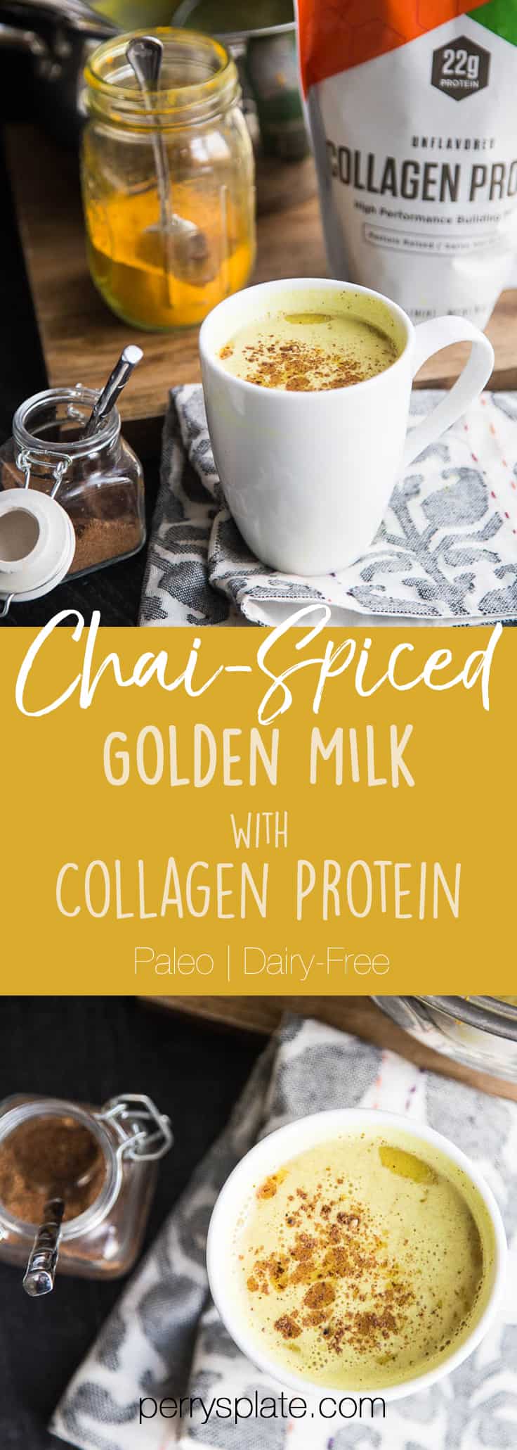 Chai-Spiced Golden Milk with Collagen Protein | dairy free recipes | golden milk recipes | paleo recipes | keto recipes