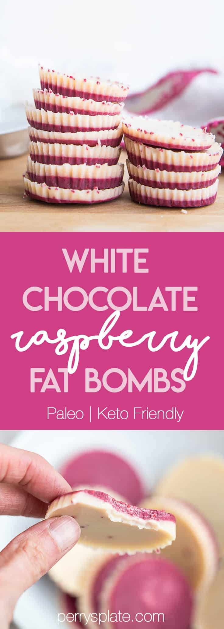 These keto friendly, sugar free fat bombs are the BEST little treat! The raspberry flavor is so strong and together they taste like a white chocolate raspberry truffle. Totally delicious.