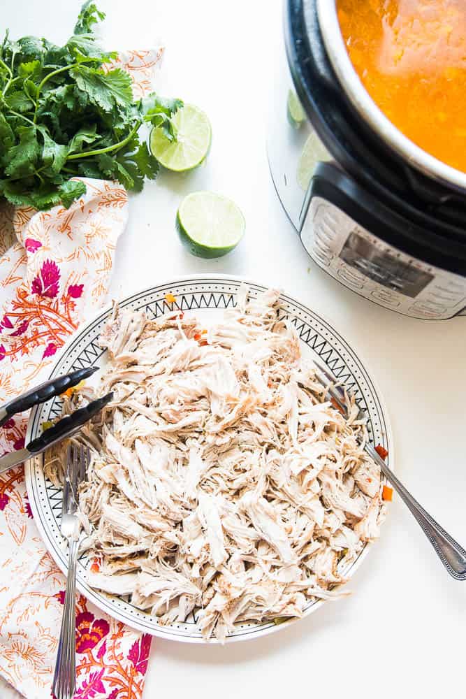 Creamy Southwest Chicken Soup (Instant Pot or Slow Cooker) | paleo recipes | gluten-free recipes | Instant Pot recipes | slow cooker recipes | paleo recipes | Whole30 recipes | soup recipes | crock pot recipes | perrysplate.com