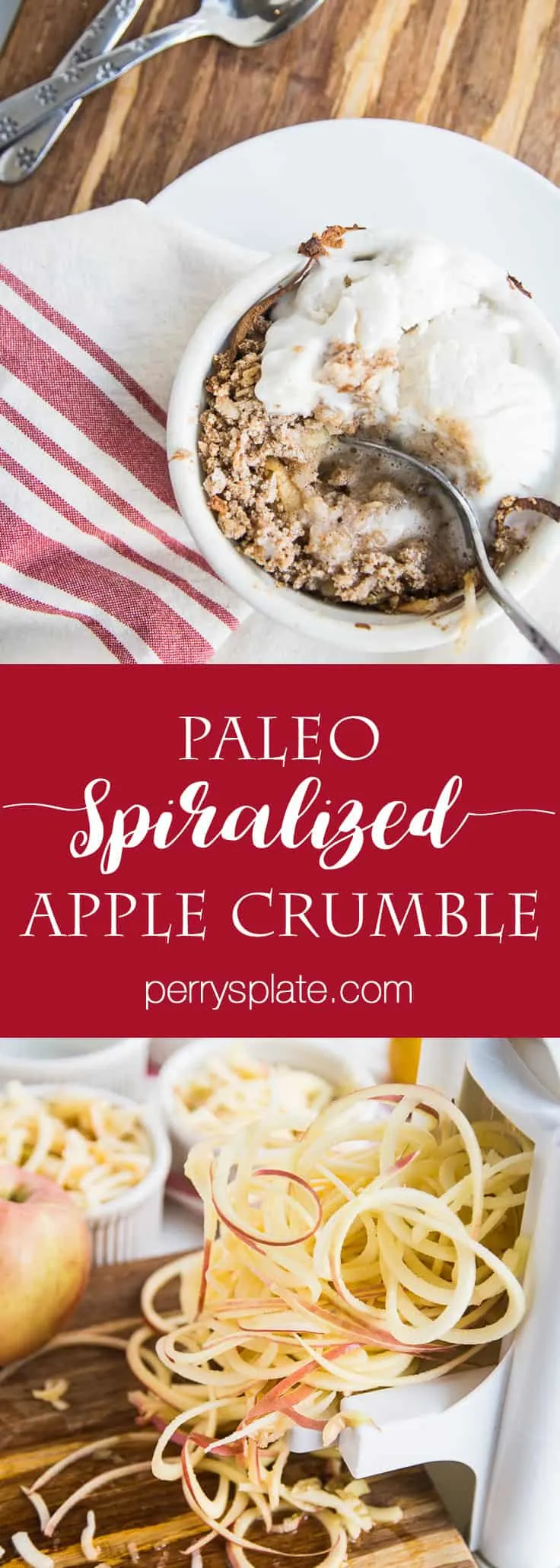 Spiralized Paleo Apple Crumble | paleo recipes | apple recipes | gluten free recipes | dairy free recipes | paleo dessert recipes | perrysplate.com