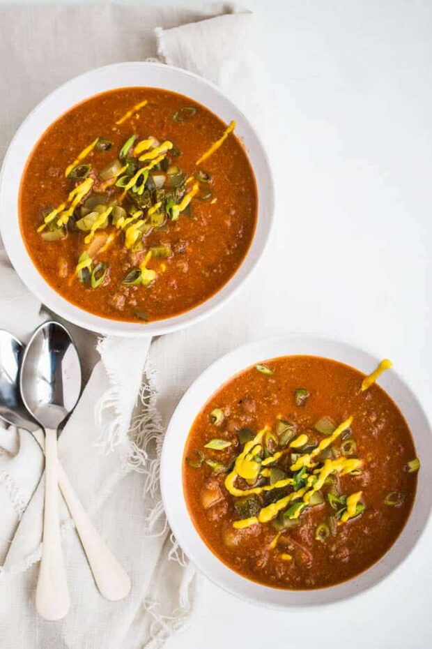 Paleo Cheeseburger Soup -- part of the Whole30 meal plan for this week