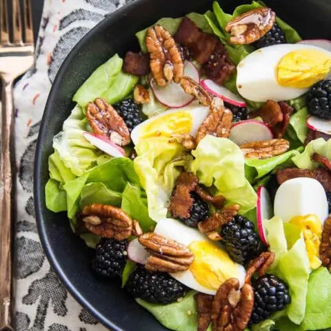 Blackberry, Bacon, & Egg Salad with Maple Dijon Vinaigrette