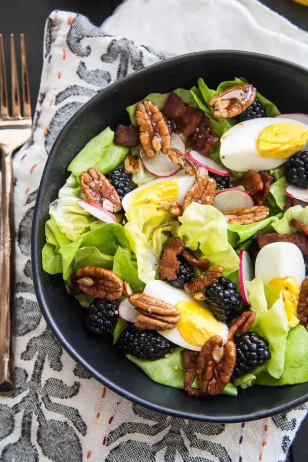 Blackberry, Bacon, & Egg Salad with Maple Vinaigrette | Paleo Meal Plans