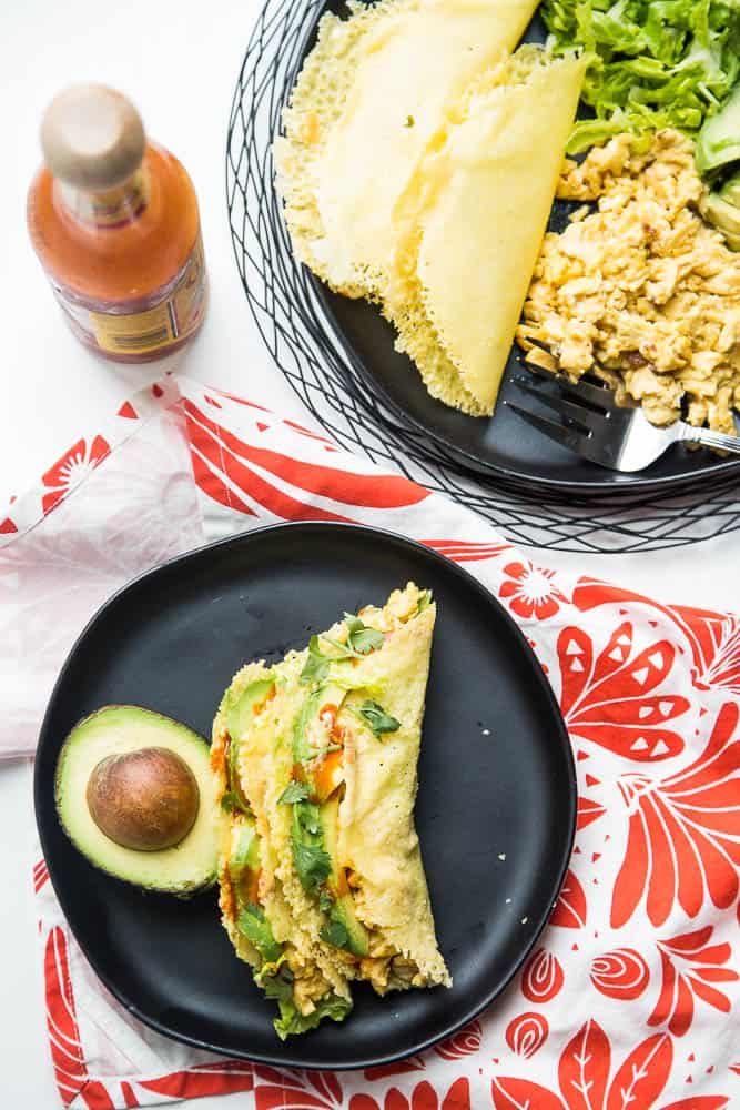 With these keto tortillas made of cheese, you won't even miss the real thing. We loved using them in these easy breakfast tacos! | perrysplate.com