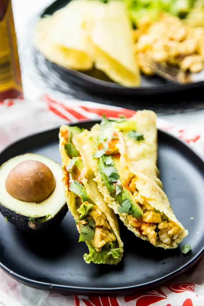 With these keto tortillas made of cheese, you won't even miss the real thing. We loved using them in these easy breakfast tacos! | perrysplate.com