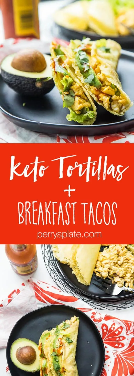 With these keto tortillas made of cheese, you won't even miss the real thing. We loved using them in these easy breakfast tacos! | perrysplate.com