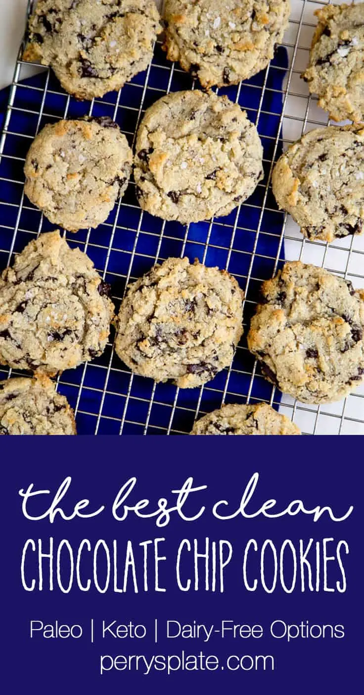 These are the best paleo chocolate chip cookies I've ever had! There's also a low-carb option in the recipe notes if you follow a keto diet. | perrysplate.com