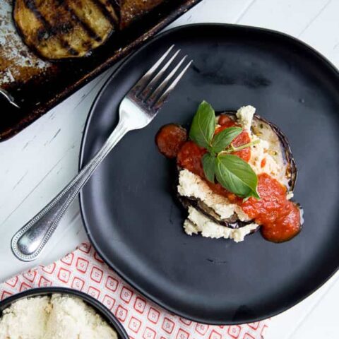 Easy Grilled Eggplant Stacks with Macadamia Ricotta