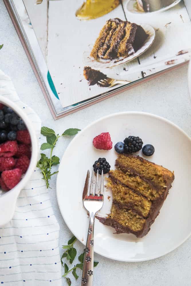 Classic "Yellow" Birthday Cake with Milk Chocolate Frosting from Sweet Laurel's Cookbook! You'll never know it's gluten-free (and grain-free) and dairy free! | perrysplate.com | paleo recipes | gluten-free cake recipe | dairy-free recipe 