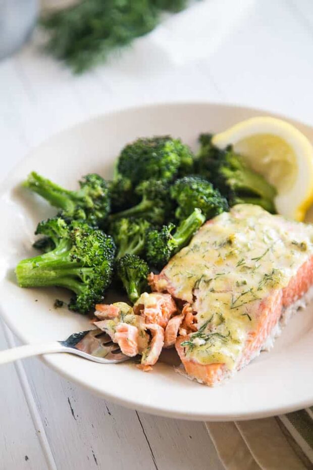 Creamy Garlic Roasted Dill Salmon