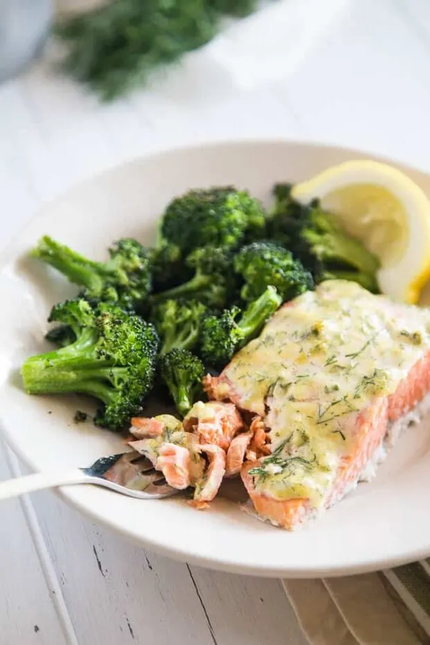 Creamy Garlic Roasted Dill Salmon