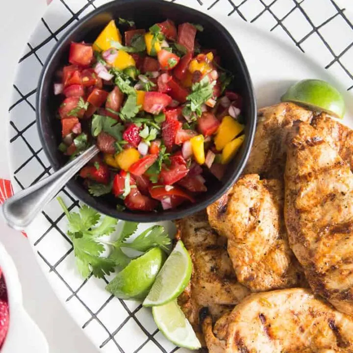 Chipotle-Lime Grilled Chicken with Strawberry Mango Salsa