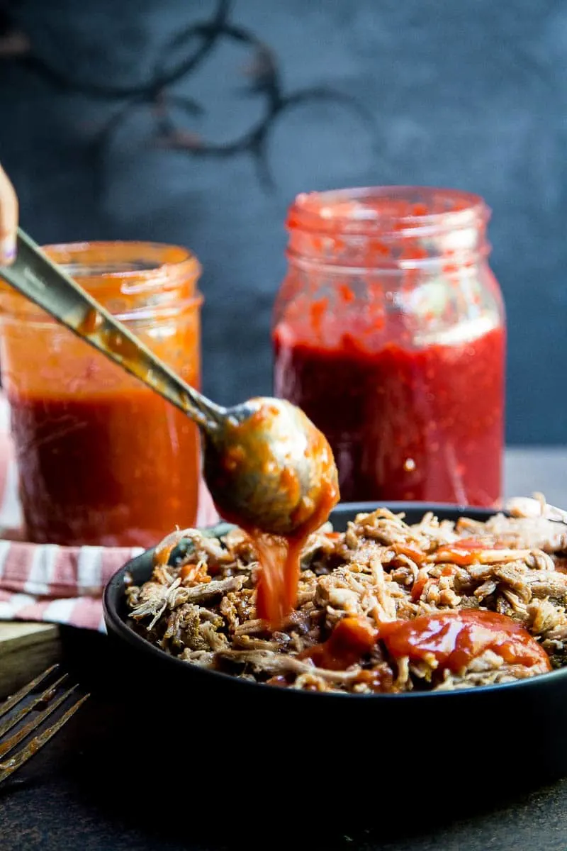 BBQ Pulled Pork is SO easy in an Instant Pot pressure cooker! You can turn a big pork roast into tender shreds of sweet BBQ in under 2 hours! | perrysplate.com #instantpot #bbqpulledpork BBQ Pulled Pork is SO easy in an Instant Pot pressure cooker! You can turn a big pork roast into tender shreds of sweet BBQ in under 2 hours! | perrysplate.com #instantpot #bbqpulledpork