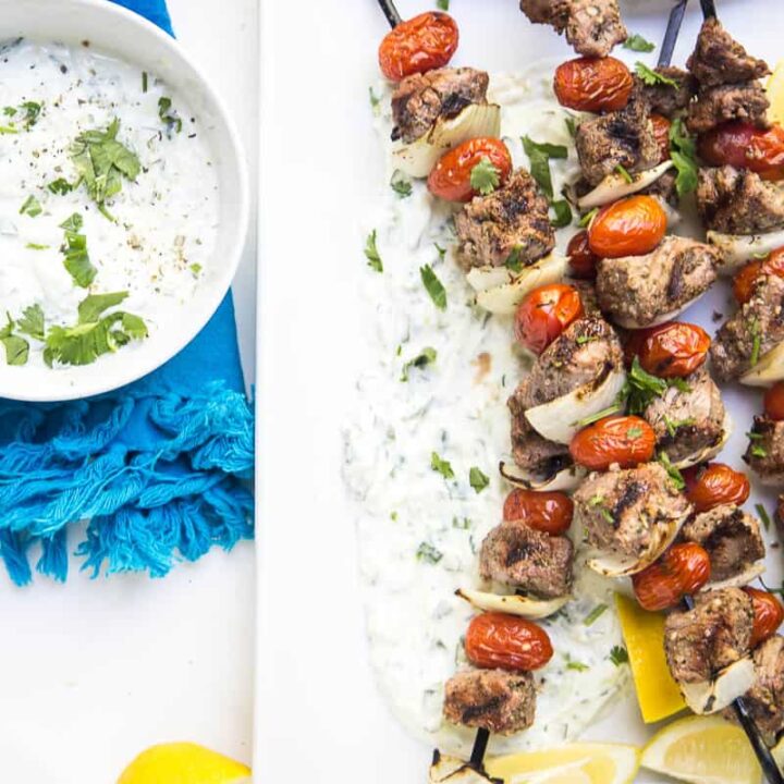 Easy Greek Steak Kabobs and Tzatziki