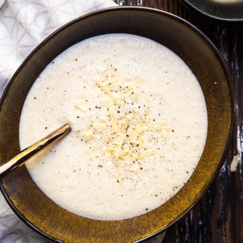 Cheesy Keto Roasted Cauliflower Soup