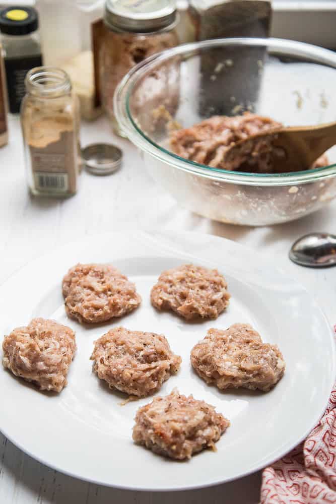 Homemade Chicken Breakfast Sausage is super easy to do and makes THE BEST breakfast bowls! | perrysplate.com #homemadesausage #paleobreakfast #ketobreakfast