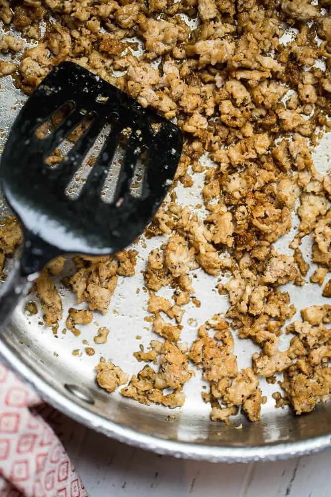 Homemade Chicken Breakfast Sausage is super easy to do and makes THE BEST breakfast bowls! | perrysplate.com #homemadesausage #paleobreakfast #ketobreakfast