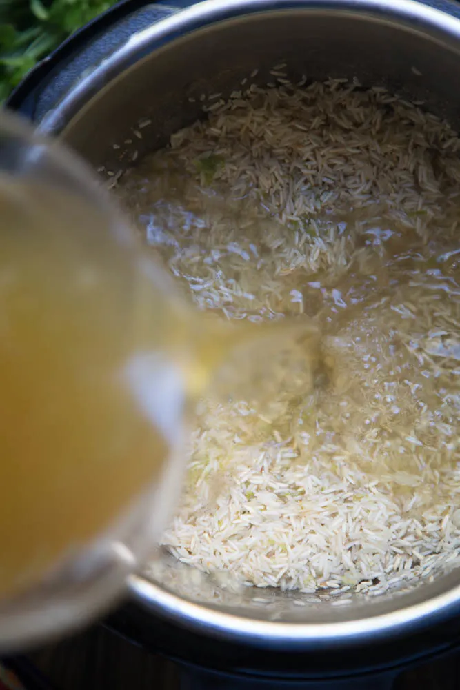Making Instant Pot Cilantro Lime Rice | PerrysPlate.com Making Instant Pot Cilantro Lime Rice | PerrysPlate.com