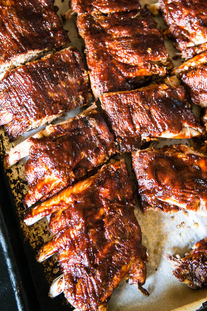 Making ribs in an Instant Pot is SO EASY! You get tender, sticky ribs in about an hour of cook time! Use your favorite BBQ sauce recipe, too! | perrysplate.com #instantpot #instantpotrecipes #ribs