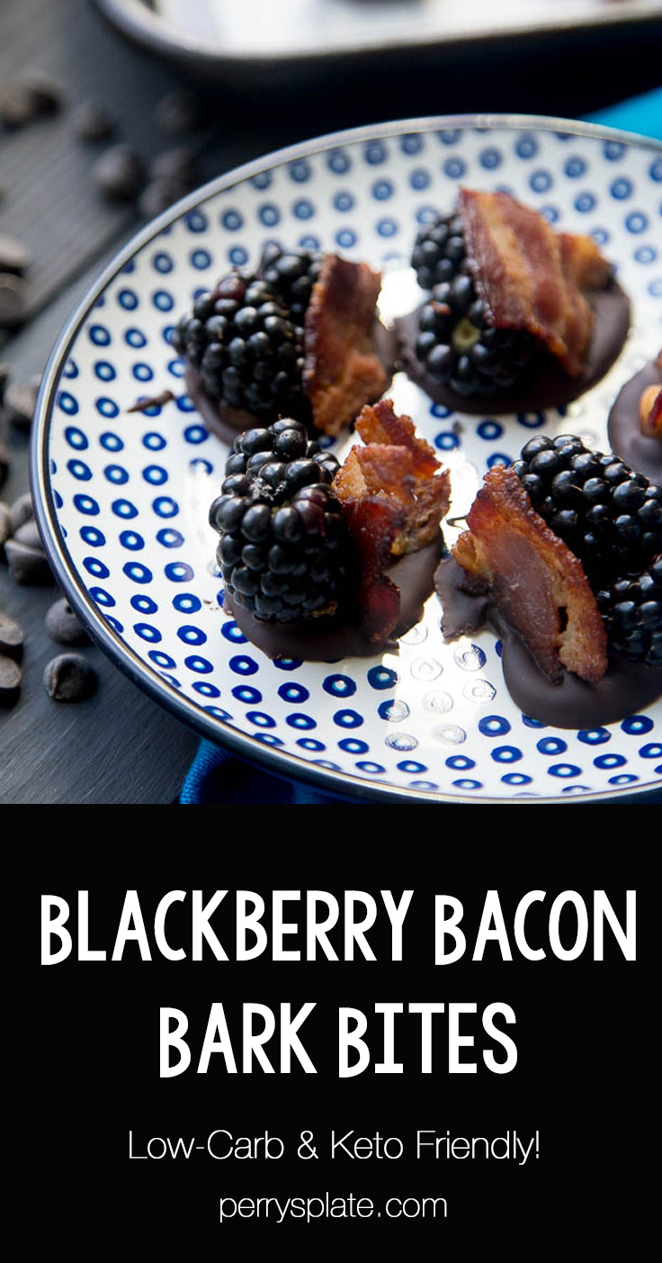 Blackberry Bacon Bark Bites! A quirky chocolate bark combination that's totally addictive. You can also make these low-carb & keto friendly! | perrysplate.com #ketorecipes #ketodesserts Blackberry Bacon Bark Bites! A quirky chocolate bark combination that's totally addictive. You can also make these low-carb & keto friendly! | perrysplate.com #ketorecipes #ketodesserts