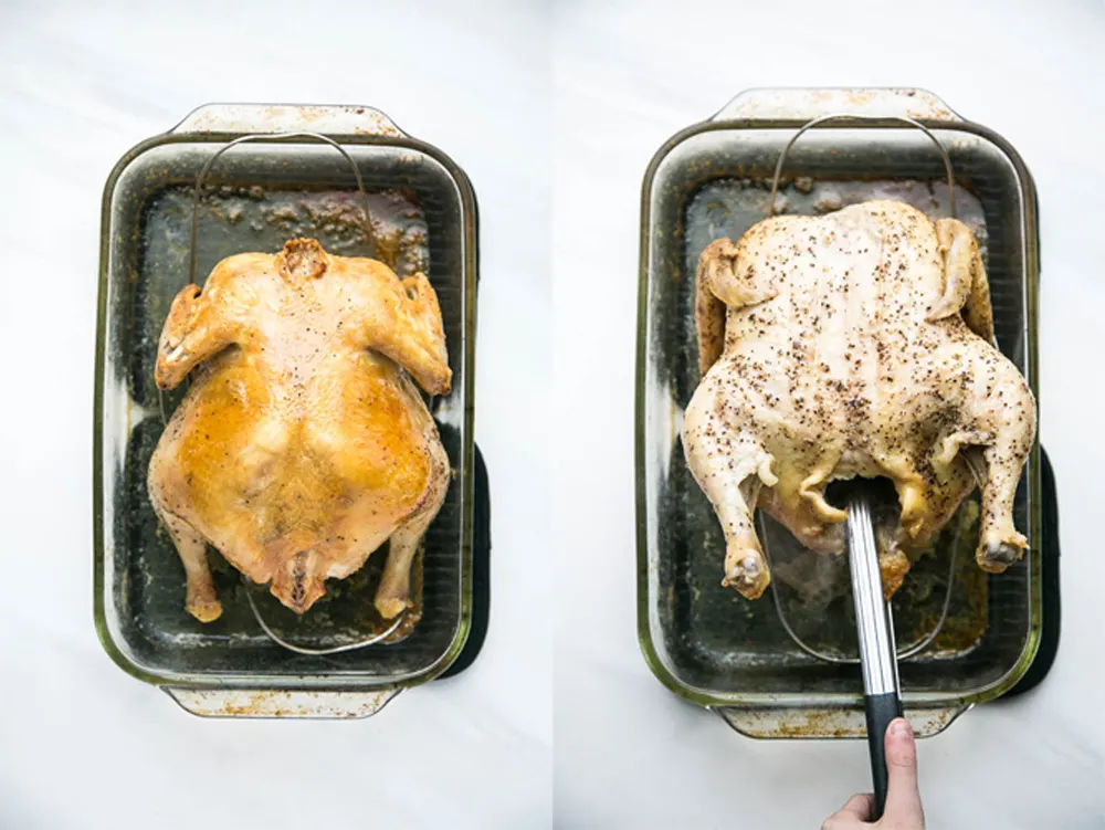 Does handling a whole chicken freak you out? Here's a tutorial that will show you step by step how easy it can be! | perrysplate.com #roastchicken #rotisseriechicken 