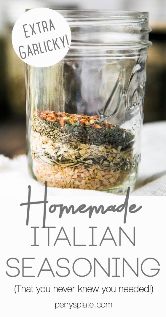 This isn't regular old Italian seasoning! It has an extra punch of garlic and heat. You'll never go back to the old version! | Perrysplate.com #italianseasoning This isn't regular old Italian seasoning! It has an extra punch of garlic and heat. You'll never go back to the old version! | Perrysplate.com #italianseasoning