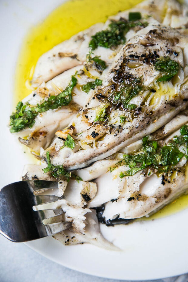 Grilled White Fish with Garlic-Herb Oil