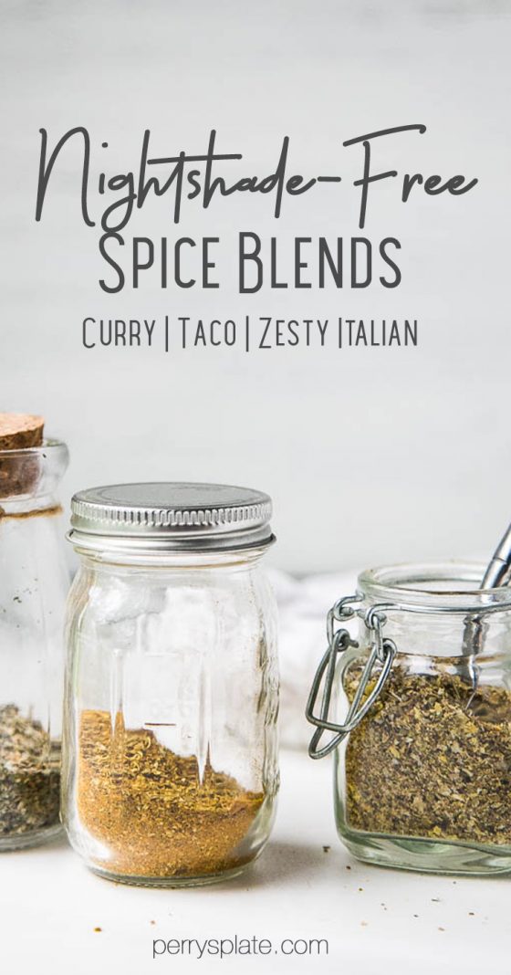 Looking for Night-shade free spice blends? Here's a trio of seasoning you'll love to use over and over! | perrysplate.com #spiceblends #nightshadefree