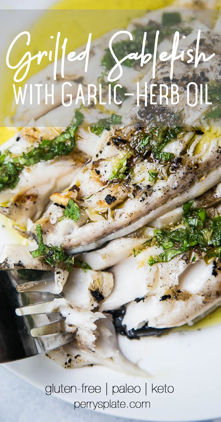 Grilled fish is a summertime staple for quick meals around here. If you've never had rich, buttery sablefish (black cod), try some! | perrysplate.com #grilledfish #grilling #wildcaught