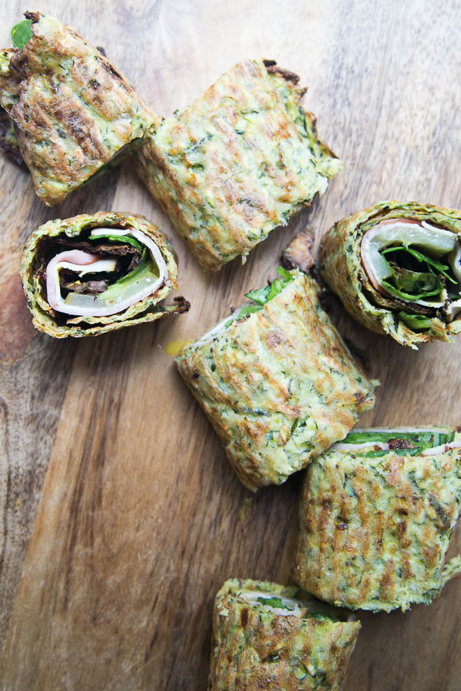 This gluten and grain-free sandwich wrap is made with zucchini flatbread! Fill them with your favorite sandwich fillings and pack them for a healthy lunch. | perrysplate.com