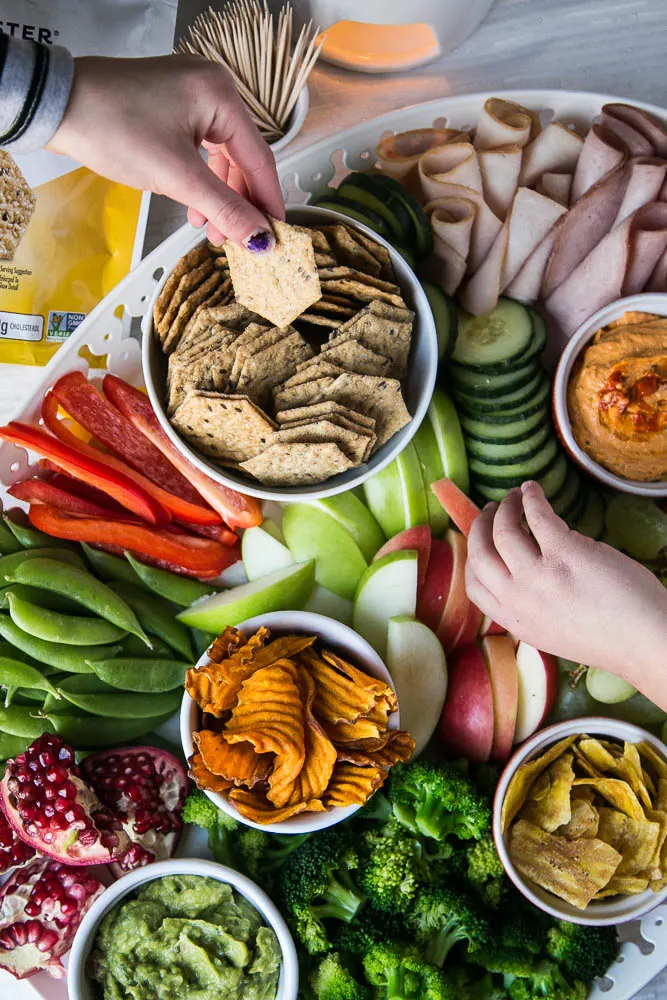 Kids love to snack from this healthy holiday charcuterie board!