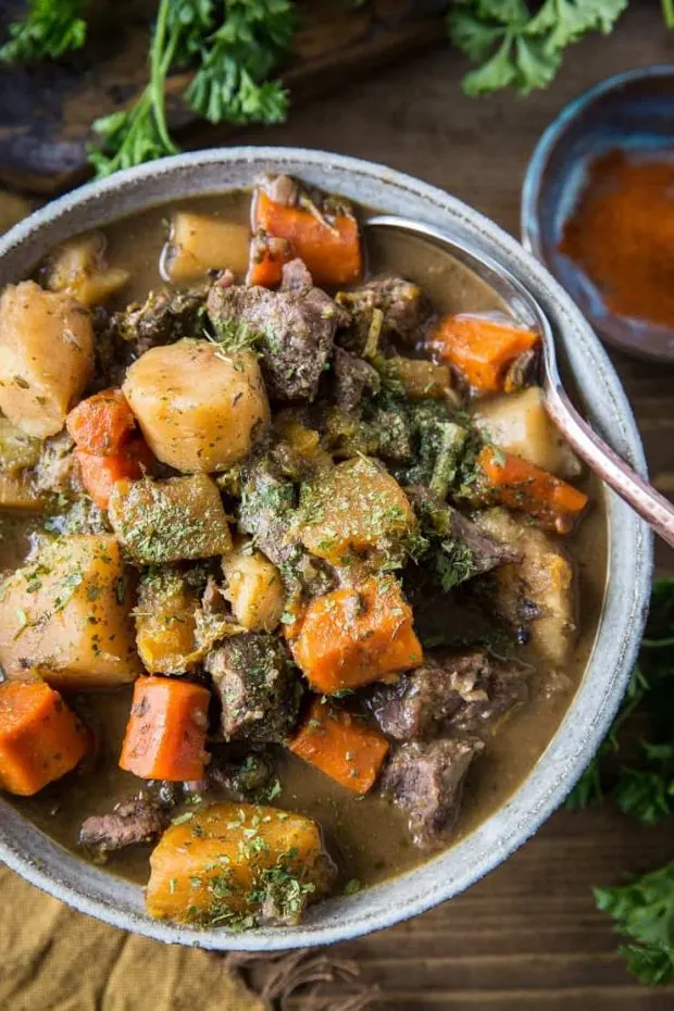 Instant Pot Beef Stew -- an easy, and healthy take on beef stew without nightshades! Instant Pot Beef Stew -- an easy, and healthy take on beef stew without nightshades!