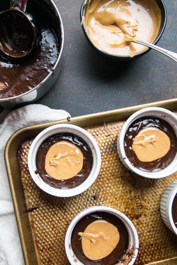 If you don't like peanut butter use any nut butter you like for these chocolate lava cakes.