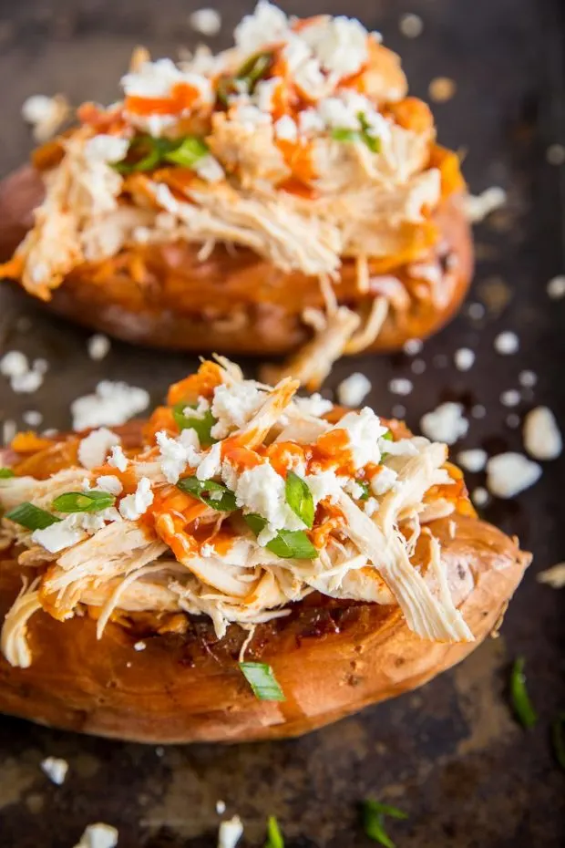 Buffalo Chicken Stuffed Sweet Potatoes -- Paleo Meal Plans