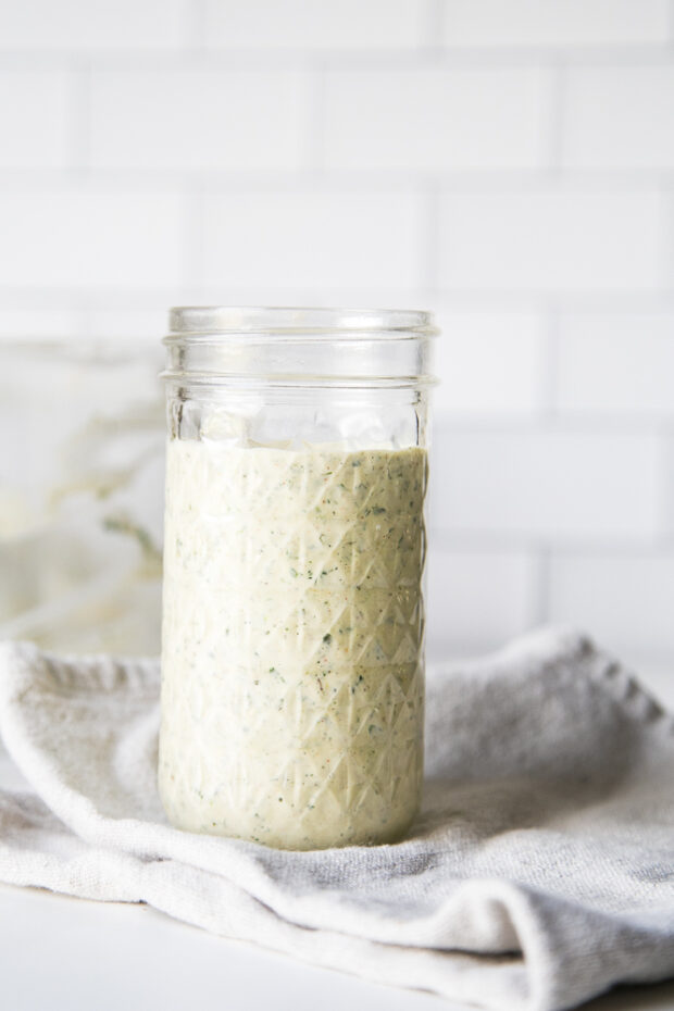Roasted Jalapeno Ranch Dressing is great on all kinds of Latin-inspired salads and dishes! Roasting the jalapeno helps to mellow out the heat allowing the fresh flavor to shine.