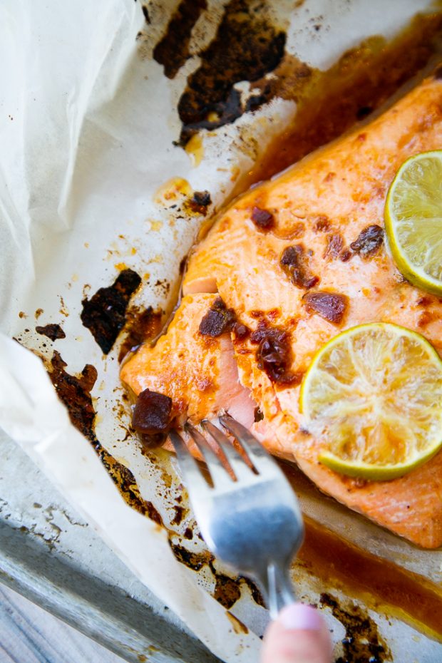 Salmon packets are finished when the salmon starts to pull away from itself in sections.