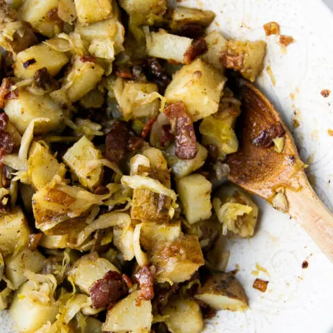 Hot German Potatoes and Sauerkraut with Bacon Dressing