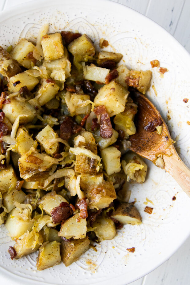German Potato Salad with Warm Bacon Dressing -- Perry's Plate