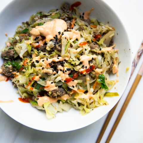 Egg Roll in a Bowl with Sriracha Mayo