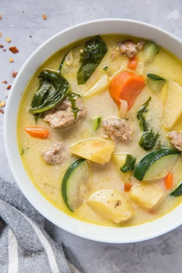 Hearty Ground Turkey Soup with Vegetables as part of our free paleo meal plan for this month!